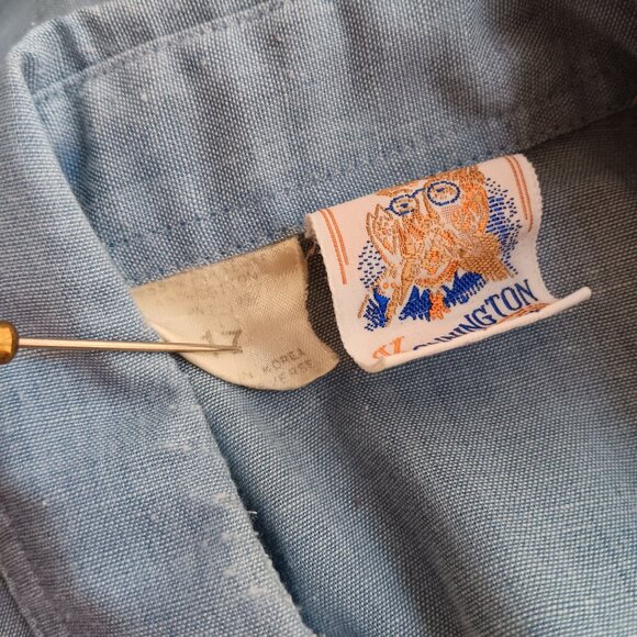 Vintage Kennington Blue Short Sleeve Shirt W/ Zippered Pockets & Button Details - Picture 8 of 8